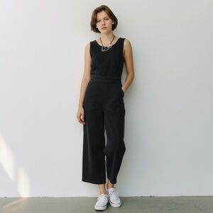 New York & Company Black Tie-Back Jumpsuit, Size 8, EUC, Casual Stretch Fit